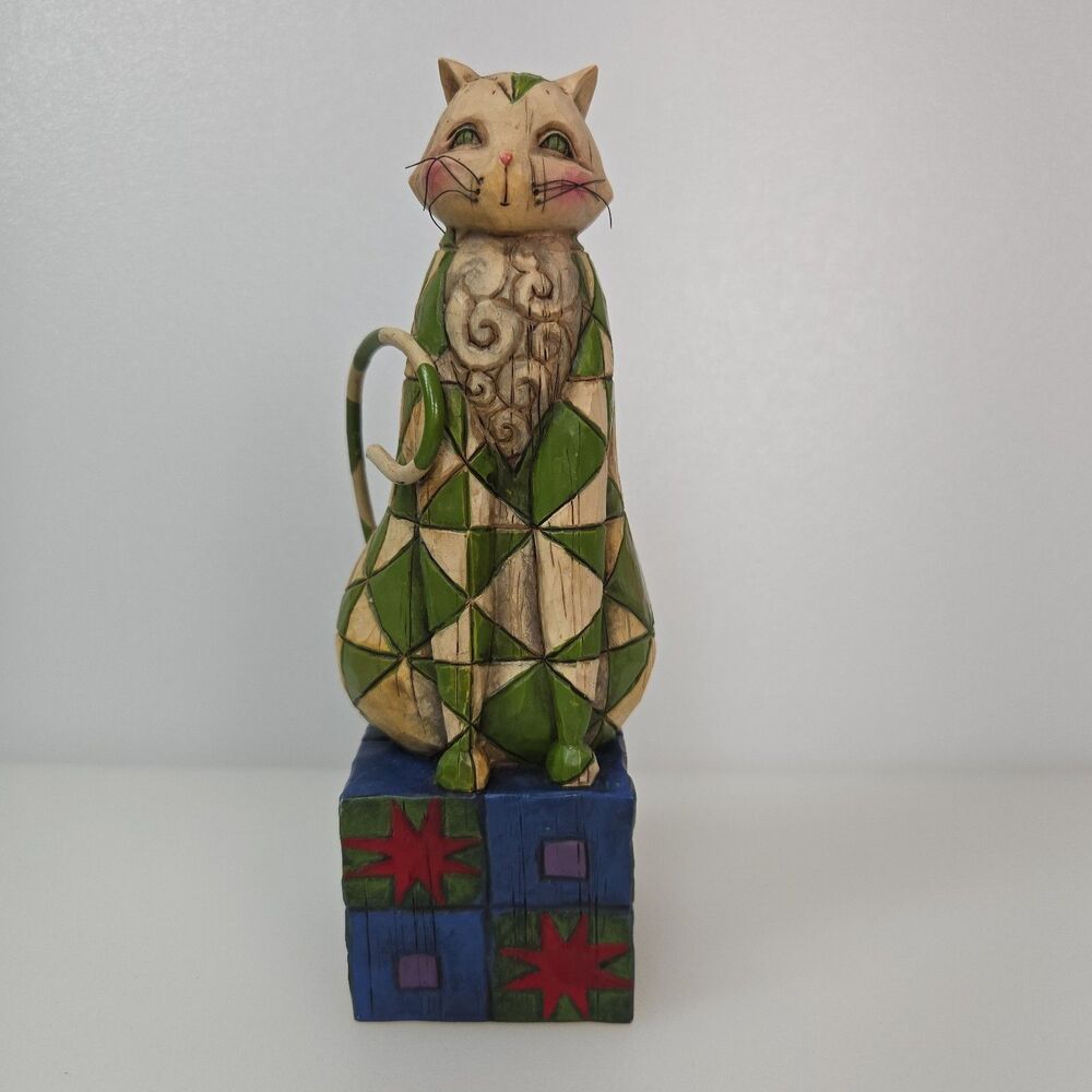 Vintage Patchwork Cat Figurine Felicity Jim Shore Heartwood Creek #114423 - 2003
